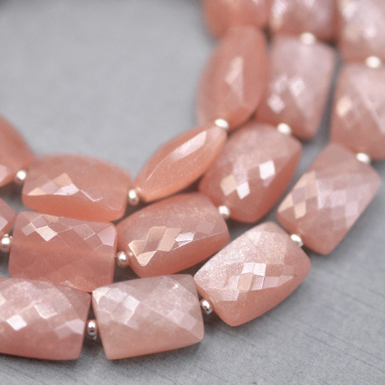 Madagascan Rose Quartz Crystal Beads - 25mm Rectangle