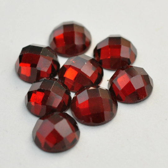 Garnet 6mm Round Rose-Cut Cabochon, Natural, Sold by Each